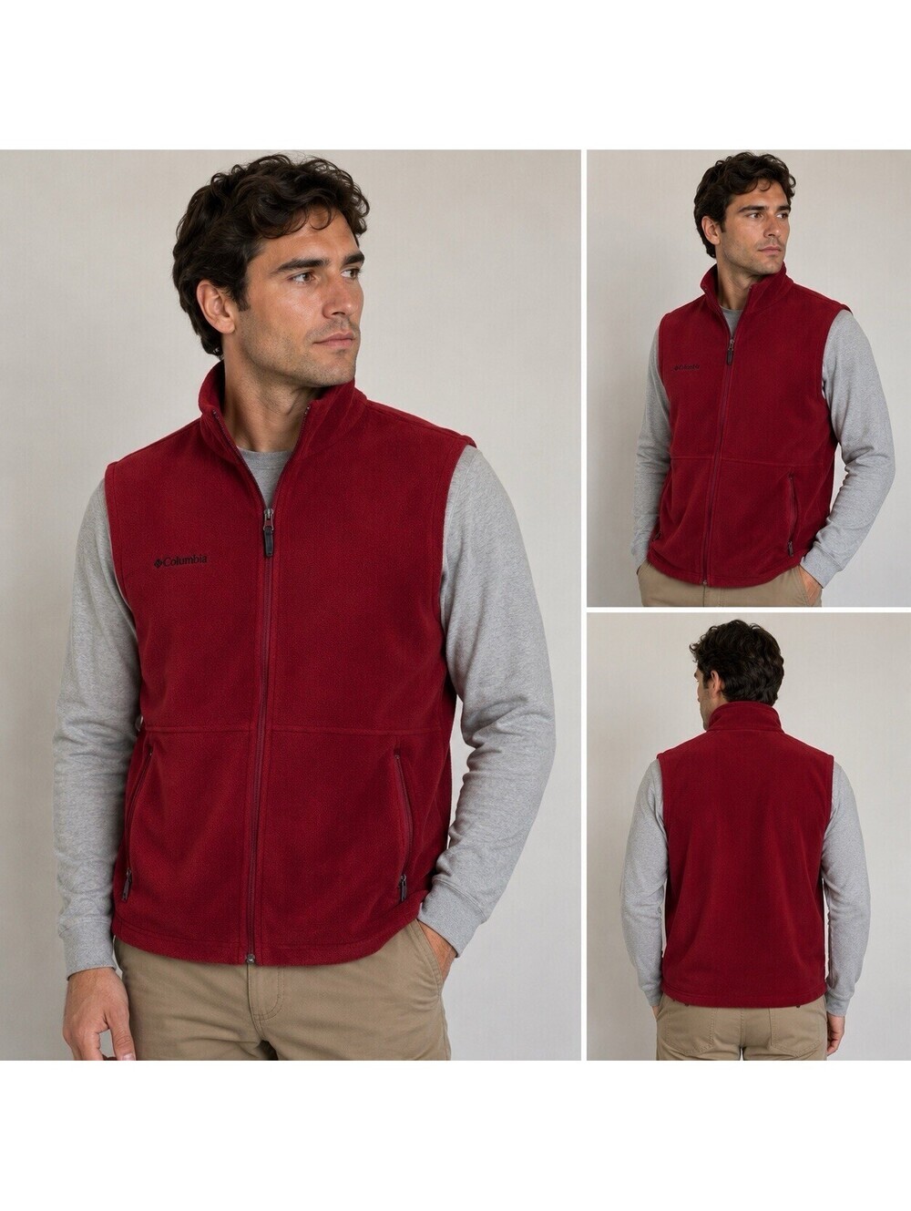 Columbia Red Full Zip Fleece Vest Men’s Medium M Gorpcore Outdoor Hiking Jacket